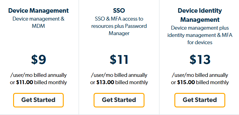 JumpCloud pricing tiers